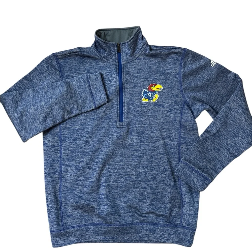 NCAA Kansas Jayhawks Men’s‎ Adidas 1/2 Zip Team Issue Size Medium Long Sleeves